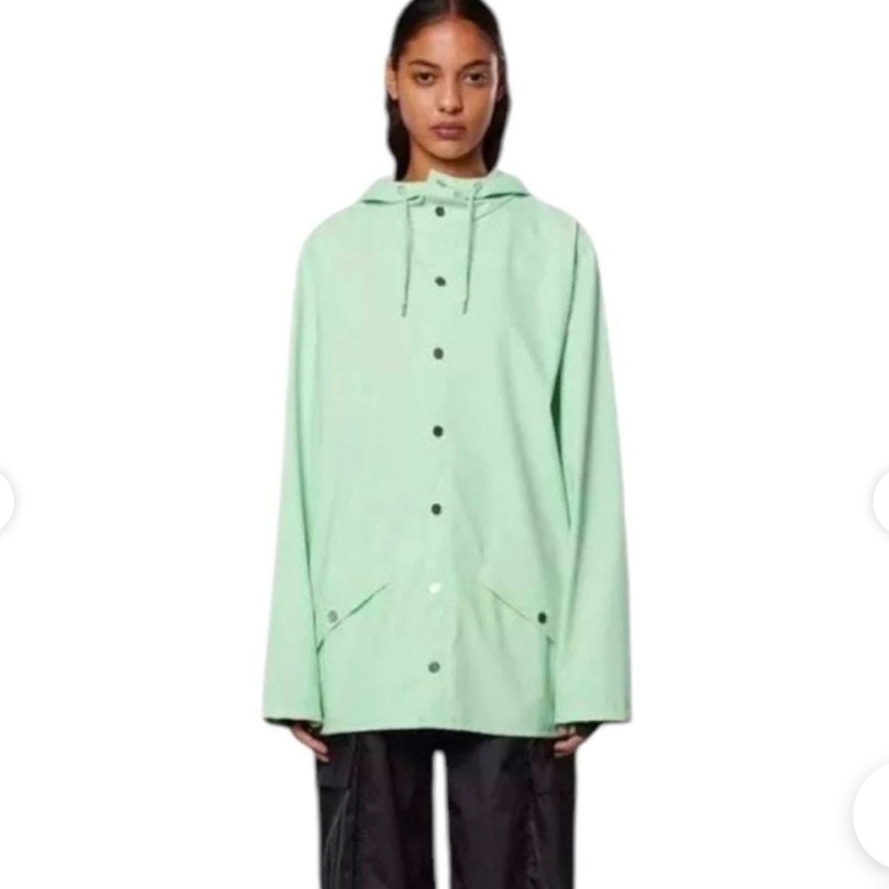 RAINS Regular Rain Jacket Mineral Unisex Size Large NWT Light Green 12010